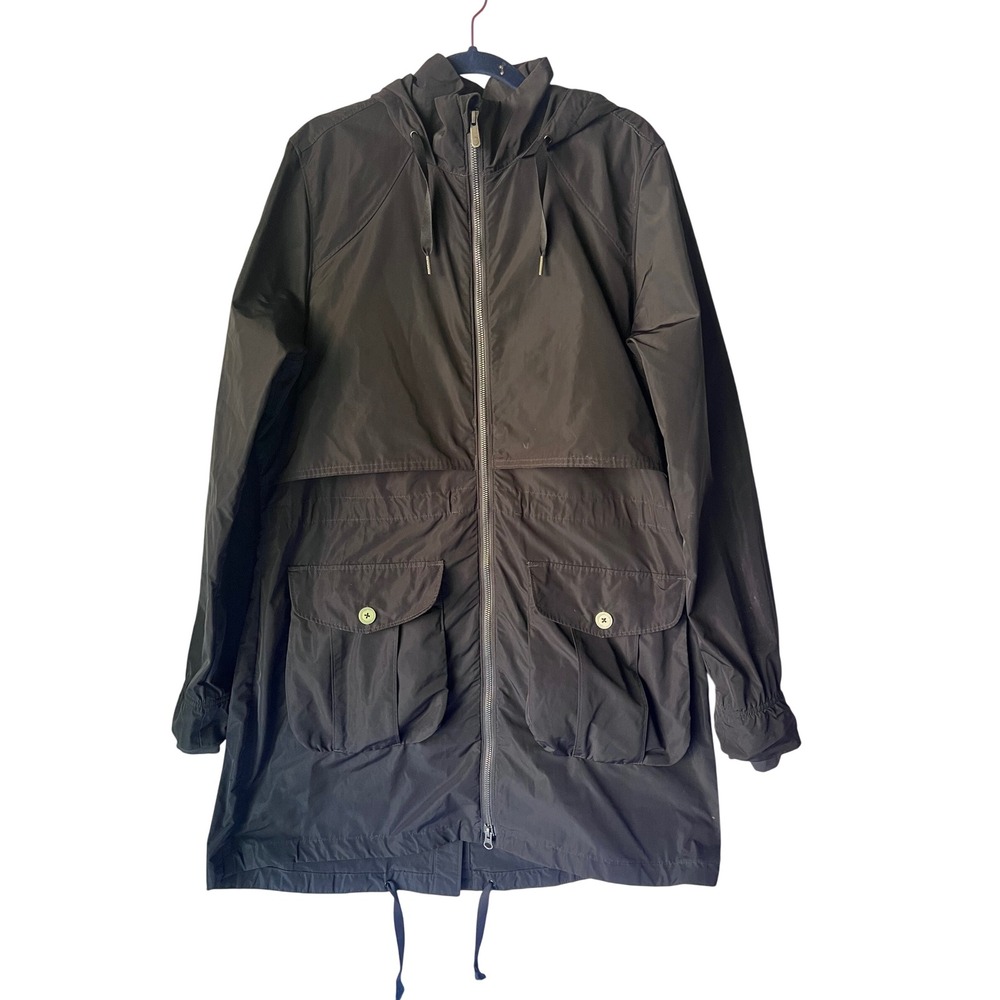 Mountain Hardwear Saddle Zenell 3 Womens Large Black Full Zip Hooded Trench Coat